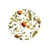 A collection of colorful herbal infusion tea bags spread out next to a teapot and fresh herbs. The herbal infusion offers a vibrant and soothing blend of natural flavors, providing a refreshing and revitalizing tea experience.