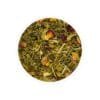 A collection of colorful herbal infusion tea bags spread out next to a teapot and fresh herbs. The herbal infusion offers a vibrant and soothing blend of natural flavors, providing a refreshing and revitalizing tea experience.