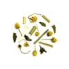Chamomile Lemongrass Peppermint tea, displaying a blend of dried chamomile flowers, lemongrass, and peppermint leaves. The soothing herbal mixture promises a refreshing and aromatic infusion.