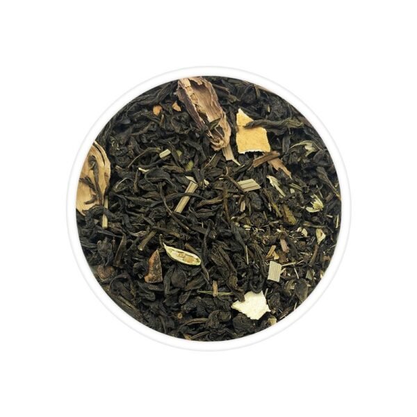 A warm cup of Vata Ayurvedic Tea, infused with fennel and lemon, known for its calming, digestive, and detoxifying benefits.